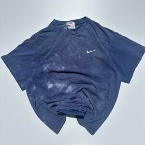 Vintage 90's Distressed Nike Navy Blue Tee - M